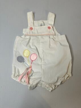Vintage Baby Bubble Romper 0-3 Months Balloon Applique Sunsuit Infant Outfit